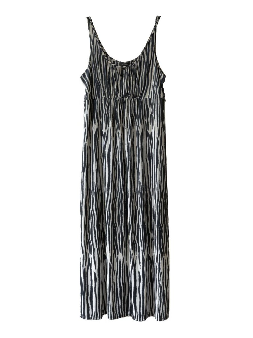 Natori Silky Slip Dress Flowy Strappy Zebra Black White Keyhole Satin Night Gown